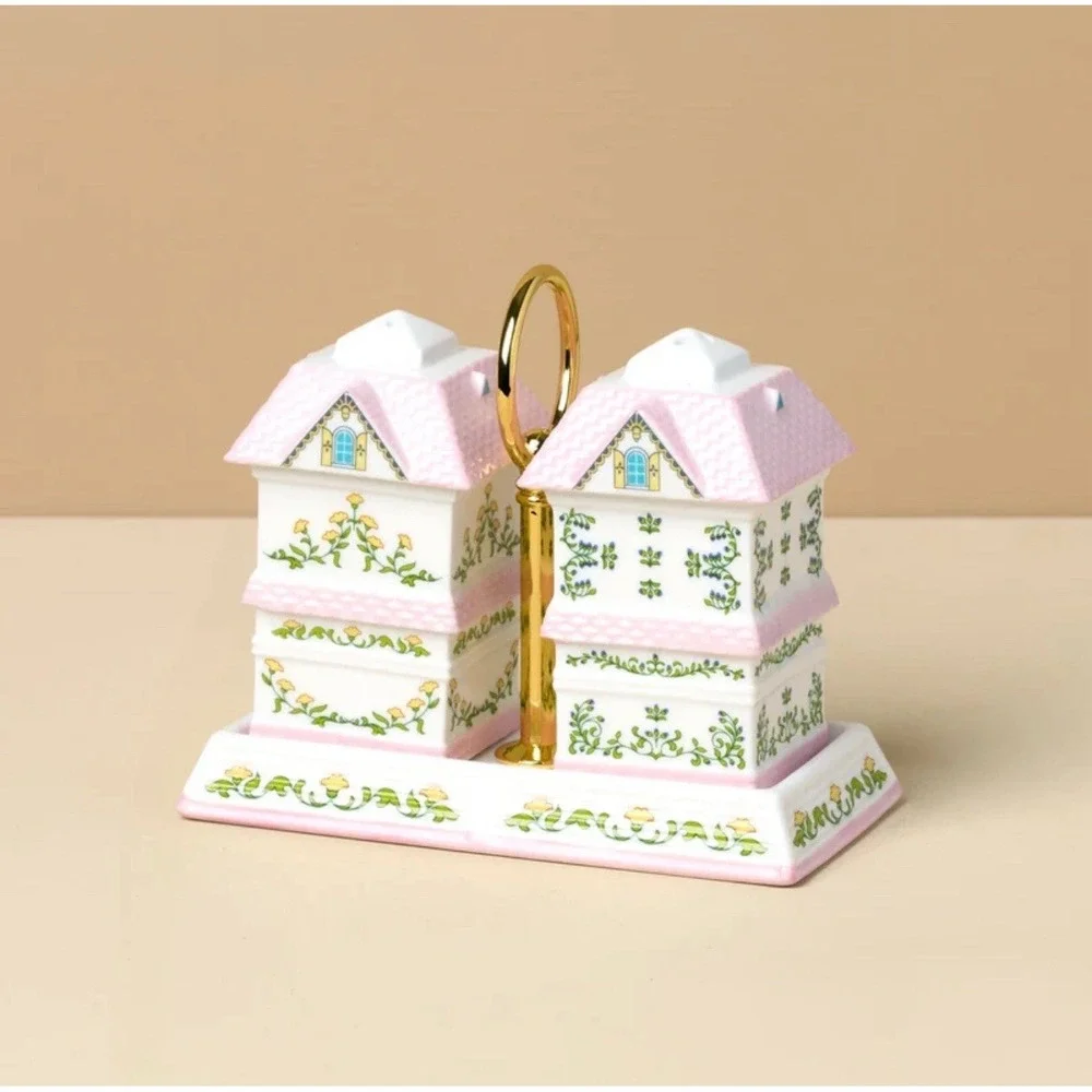 2026 Lenox Spice Village Salt and Pepper Shakers w/ Tray - New in Org. Box